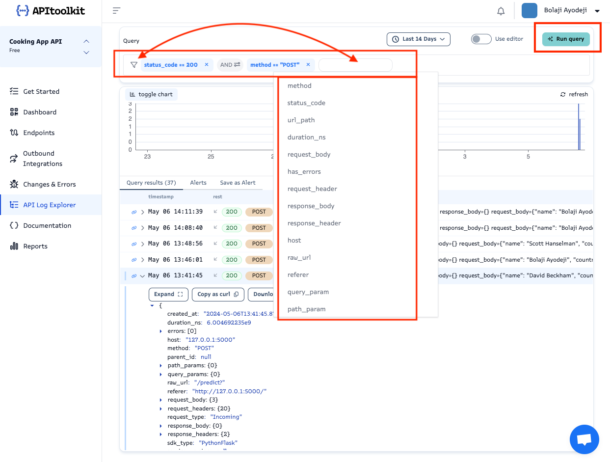Screenshot of monoscope dashboard
