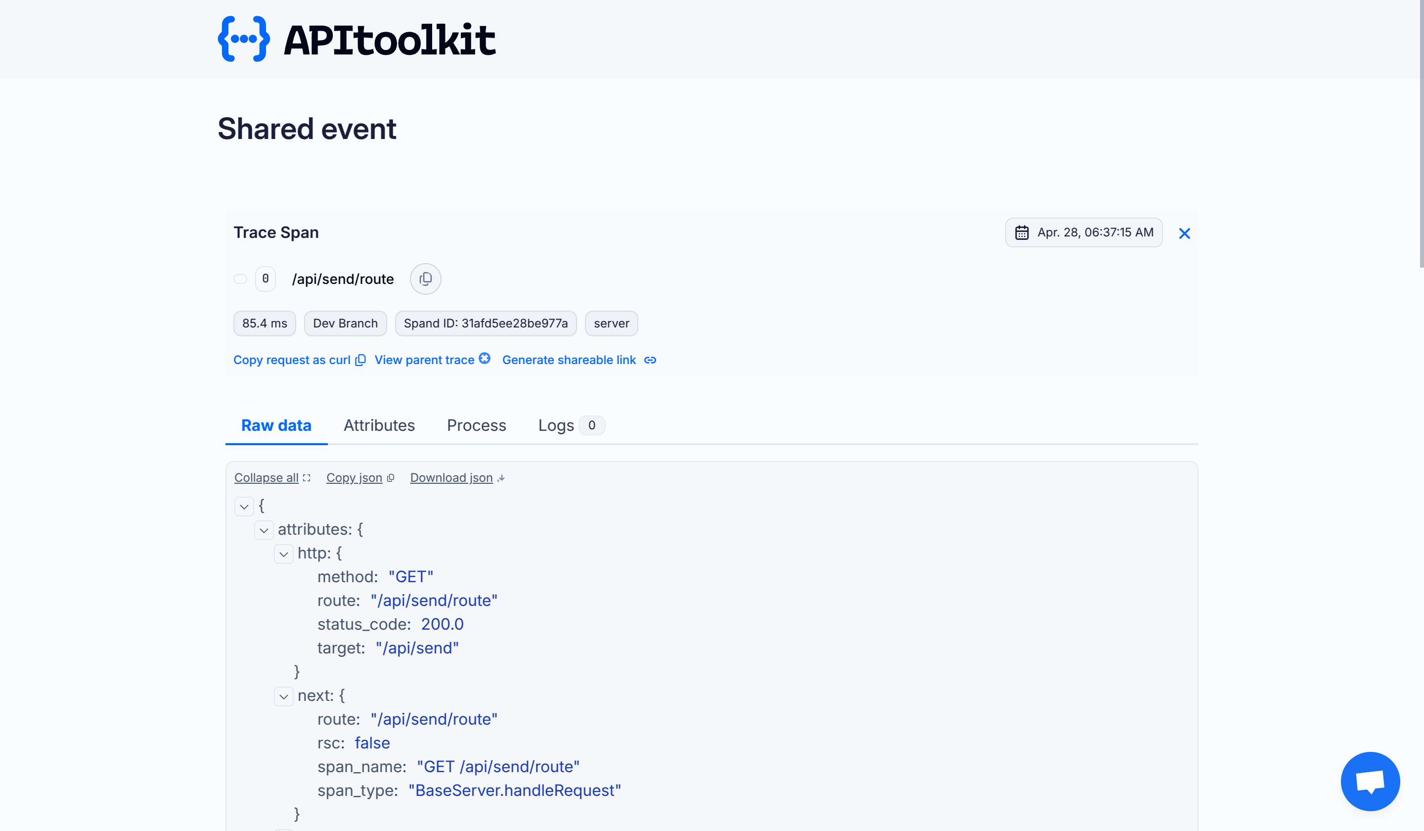 Screenshot of monoscope dashboard