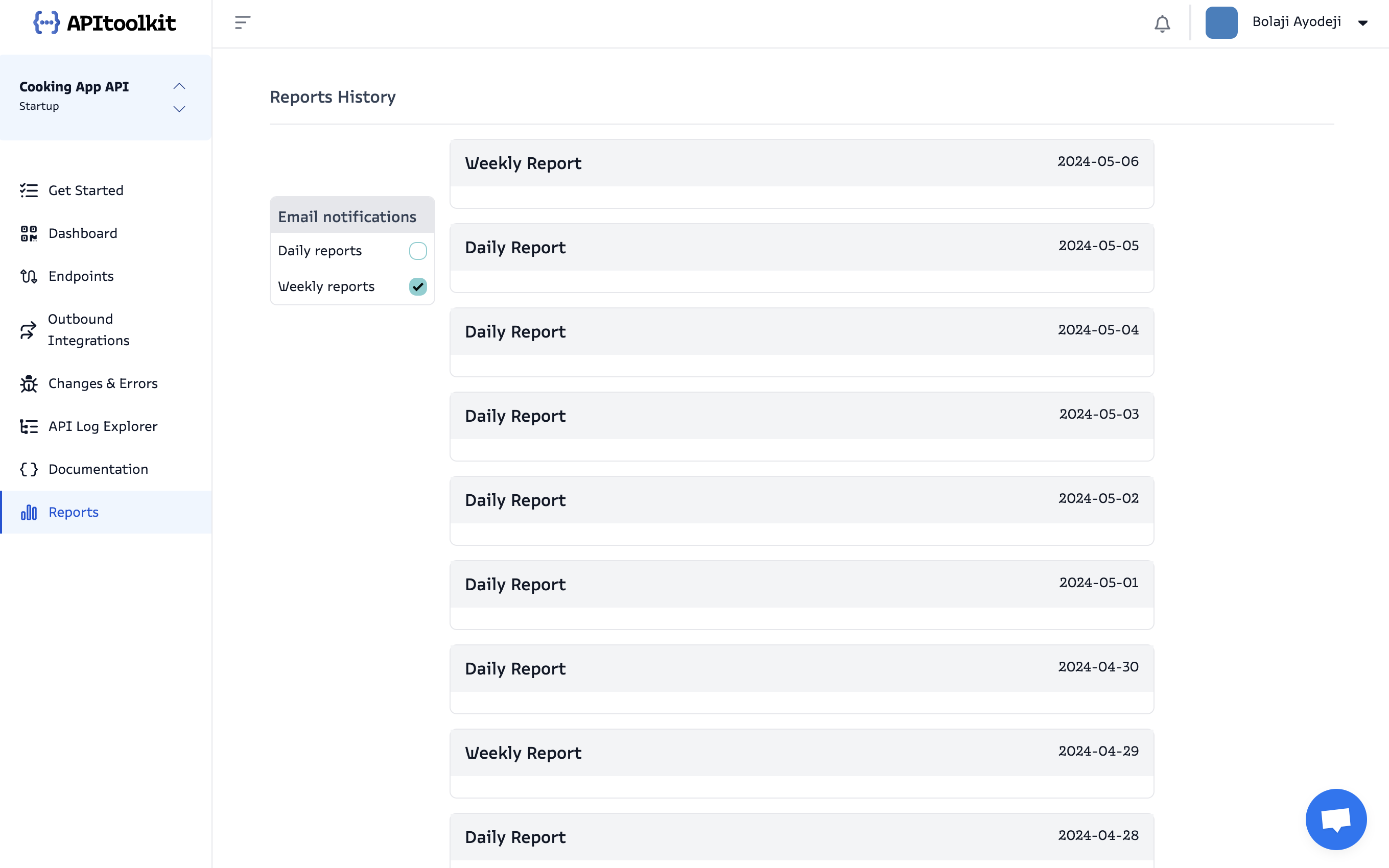 Screenshot of monoscope’s report page