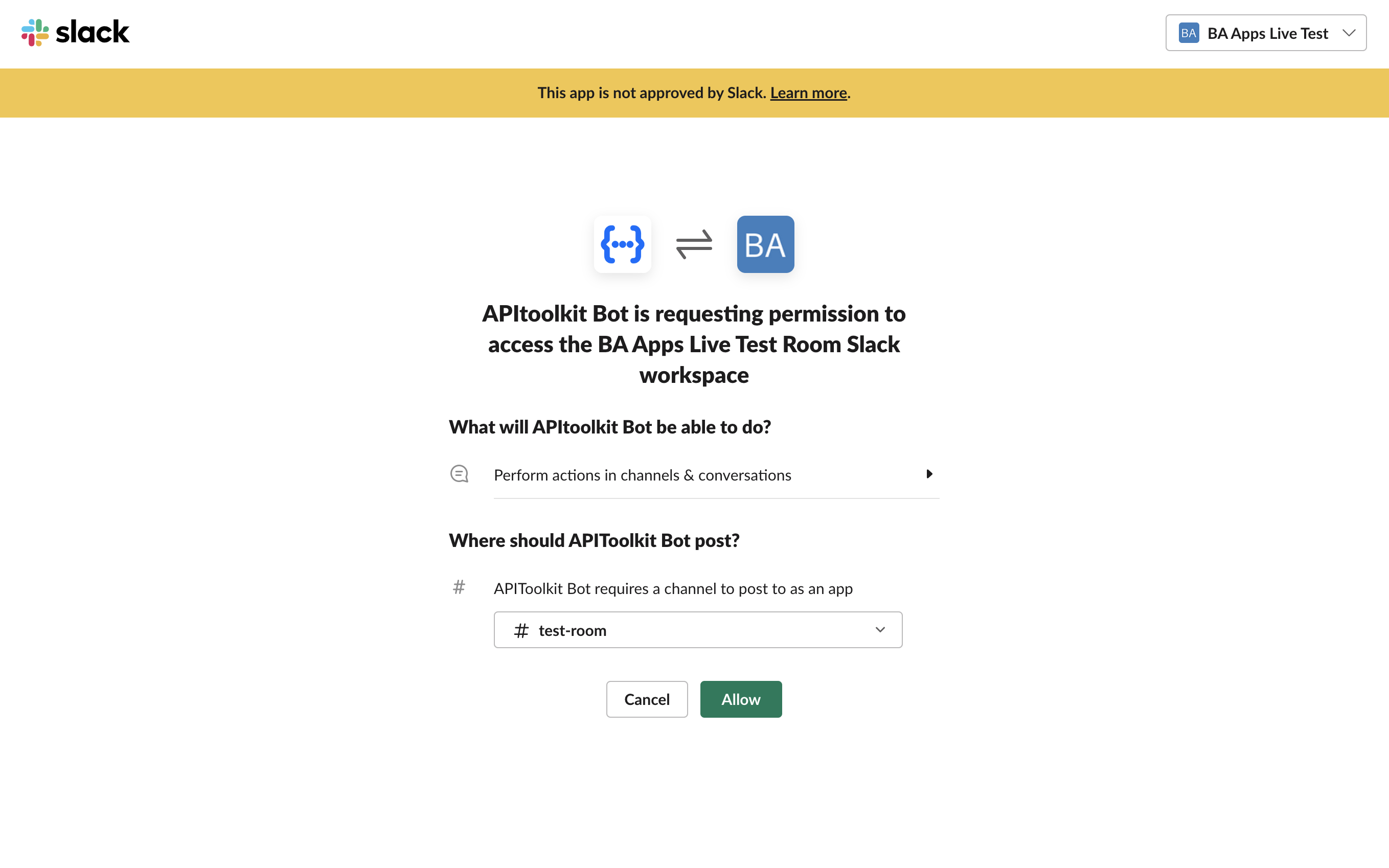 Screenshot of monoscope’s integrations page